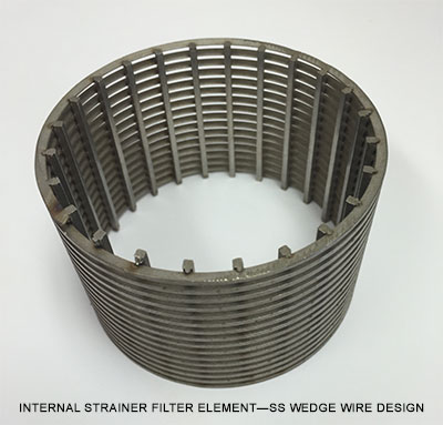 INTERNAL STRAINER FILTER ELEMENT—SS WEDGE WIRE DESIGN 