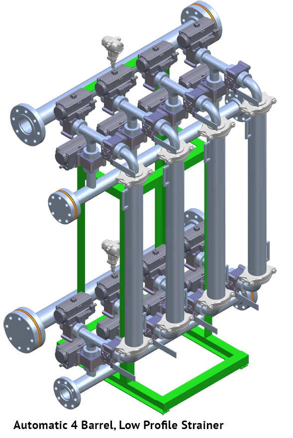 Automatic 4 Barrel, Low Profile Strainer 